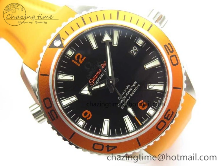 Planet Ocean Professional Orange Bezel 42mm 1:1 VSF Best Edition on Orange Rubber Strap A8500 Super Clone
