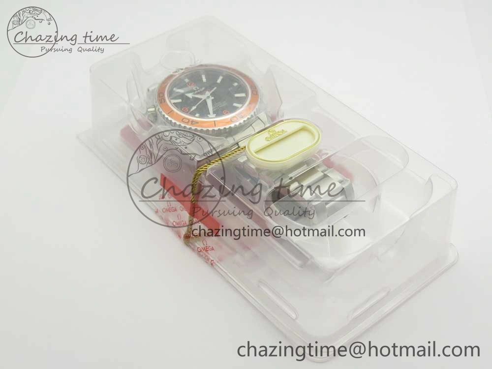 Planet Ocean Professional Orange Bezel 42mm 1:1 VSF Best Edition on SS Bracelet A8500 Super Clone (2 Straps)