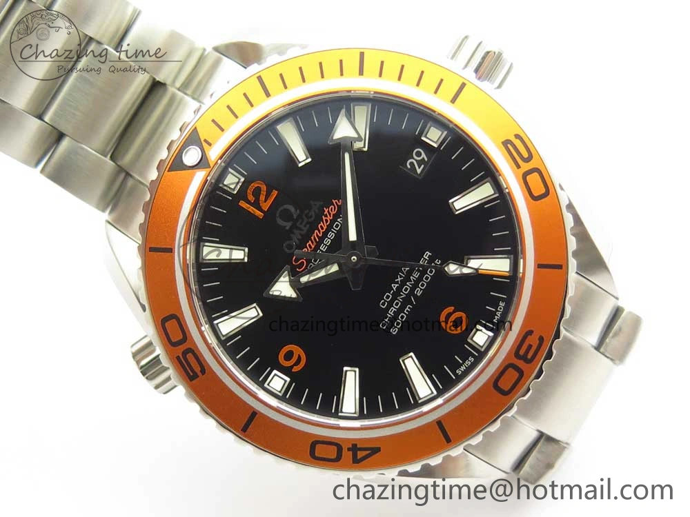 Planet Ocean Professional Orange Bezel 42mm 1:1 VSF Best Edition on SS Bracelet A8500 Super Clone (2 Straps)