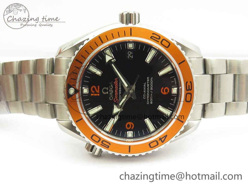 Planet Ocean Professional Orange Bezel 42mm 1:1 VSF Best Edition on SS Bracelet A8500 Super Clone (2 Straps)