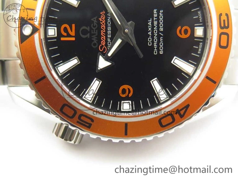 Planet Ocean Professional Orange Bezel 42mm 1:1 VSF Best Edition on SS Bracelet A8500 Super Clone (2 Straps)