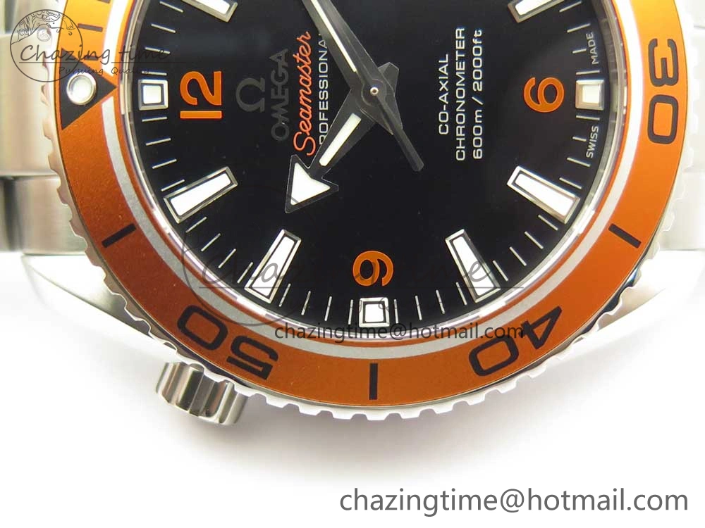 Planet Ocean Professional Orange Bezel 42mm 1:1 VSF Best Edition on SS Bracelet A8500 Super Clone (2 Straps)