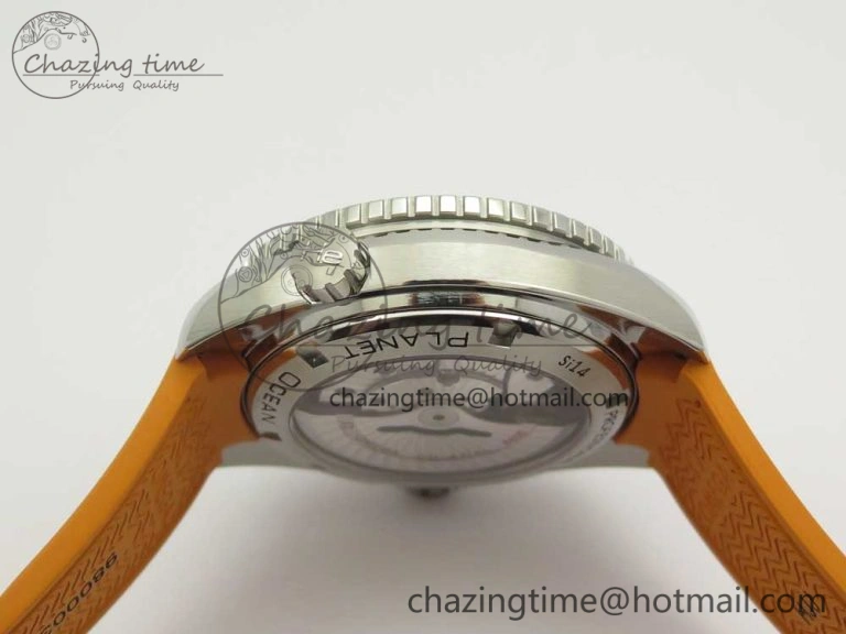 Planet Ocean Professional Orange Bezel 45.5mm 1:1 VSF Best Edition on Orange Rubber Strap A8500 Super Clone