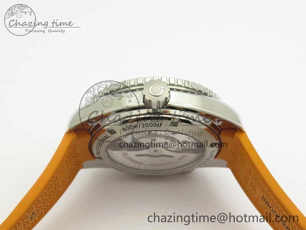 Planet Ocean Professional Orange Bezel 45.5mm 1:1 VSF Best Edition on Orange Rubber Strap A8500 Super Clone