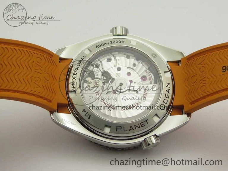 Planet Ocean Professional Orange Bezel 45.5mm 1:1 VSF Best Edition on Orange Rubber Strap A8500 Super Clone