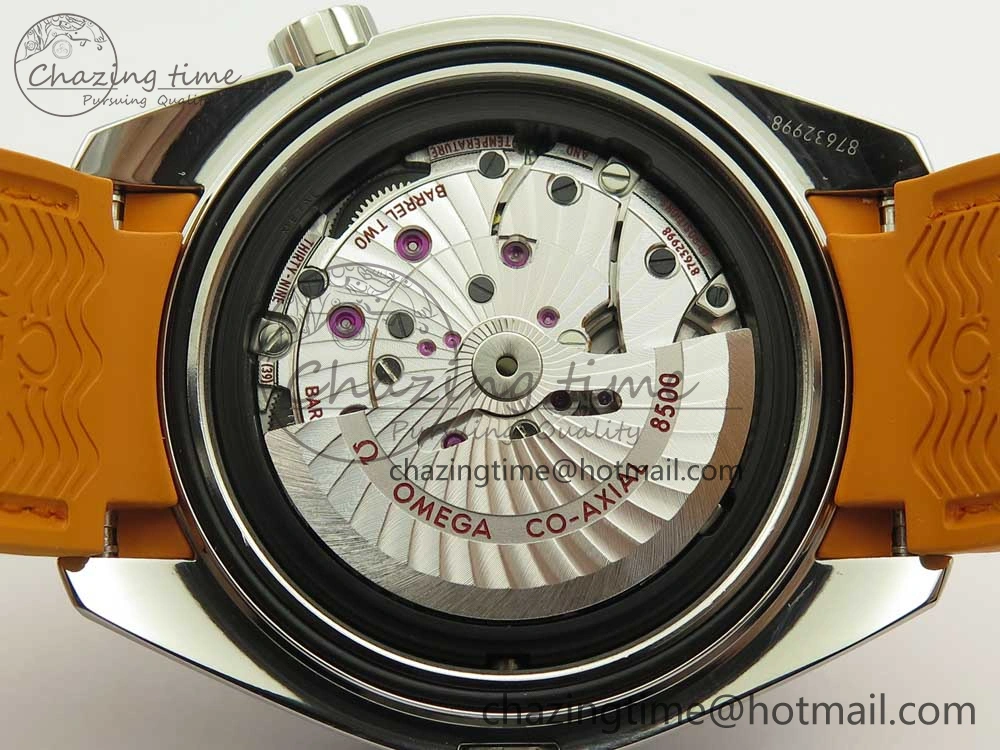 Planet Ocean Professional Orange Bezel 45.5mm 1:1 VSF Best Edition on Orange Rubber Strap A8500 Super Clone