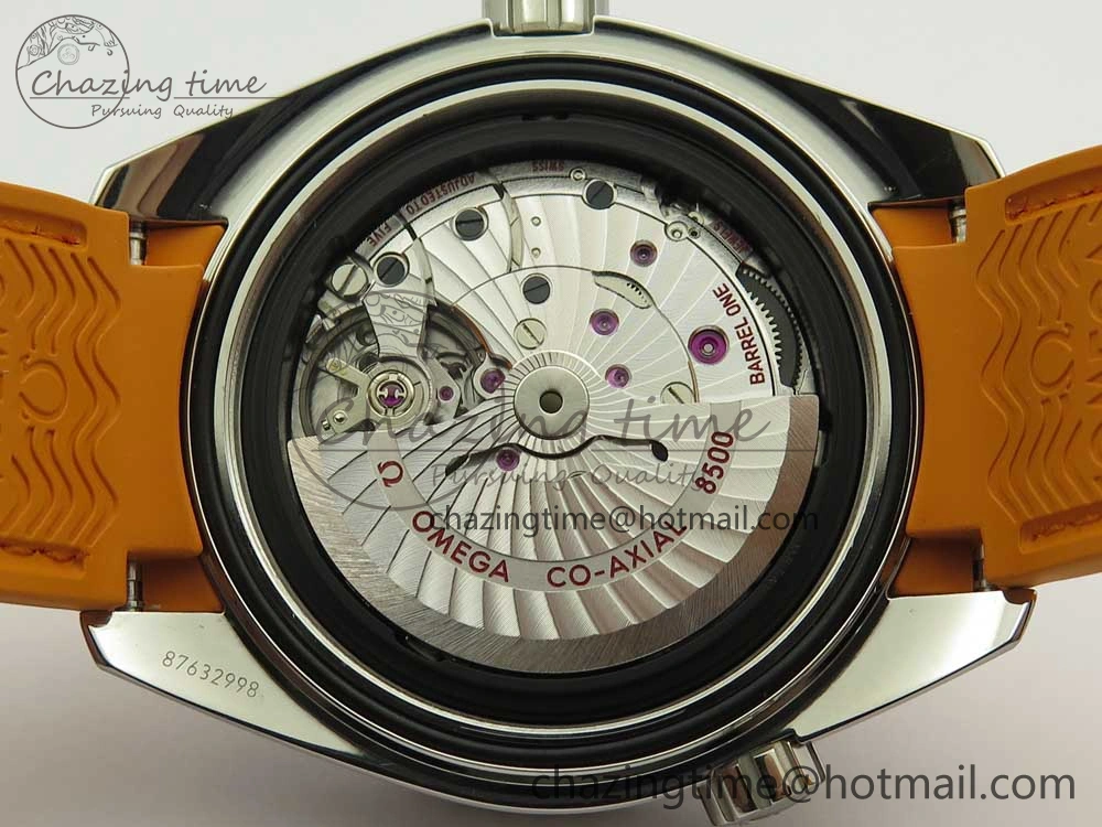 Planet Ocean Professional Orange Bezel 45.5mm 1:1 VSF Best Edition on Orange Rubber Strap A8500 Super Clone