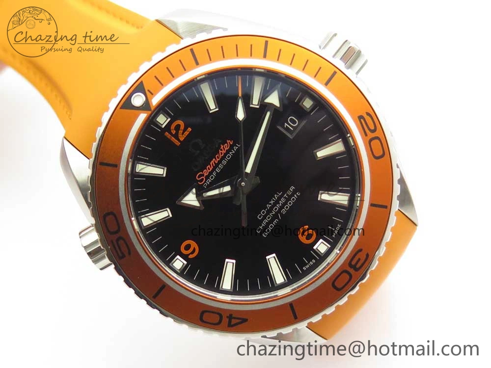 Planet Ocean Professional Orange Bezel 45.5mm 1:1 VSF Best Edition on Orange Rubber Strap A8500 Super Clone