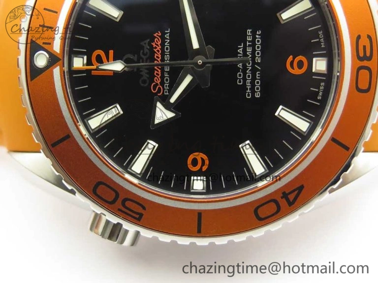 Planet Ocean Professional Orange Bezel 45.5mm 1:1 VSF Best Edition on Orange Rubber Strap A8500 Super Clone