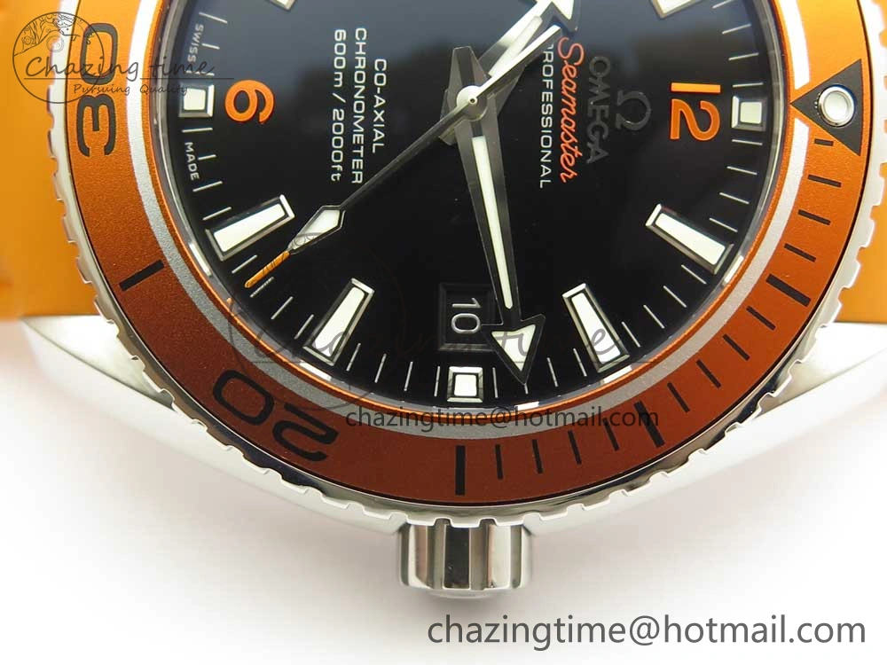 Planet Ocean Professional Orange Bezel 45.5mm 1:1 VSF Best Edition on Orange Rubber Strap A8500 Super Clone