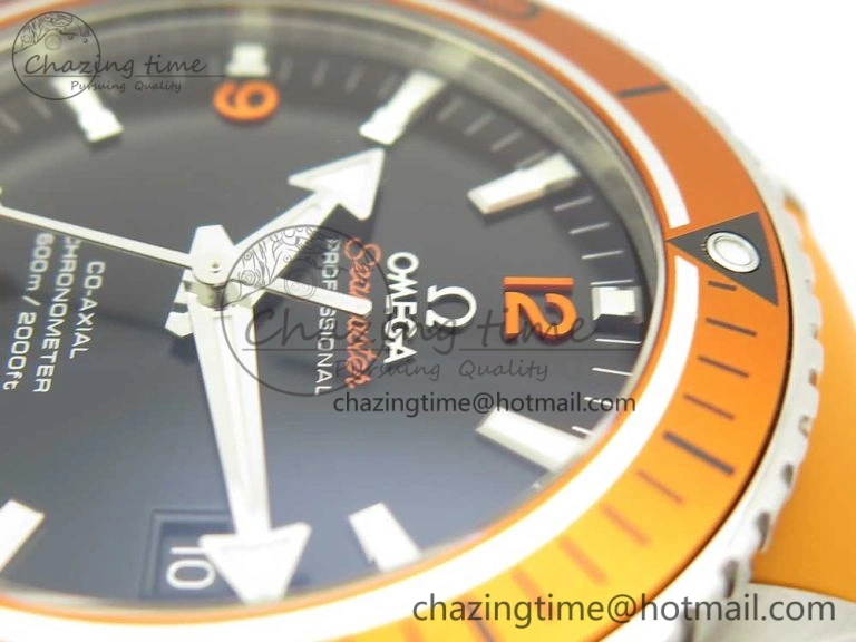 Planet Ocean Professional Orange Bezel 45.5mm 1:1 VSF Best Edition on Orange Rubber Strap A8500 Super Clone