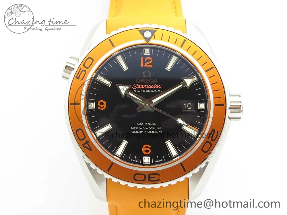 Planet Ocean Professional Orange Bezel 45.5mm 1:1 VSF Best Edition on Orange Rubber Strap A8500 Super Clone