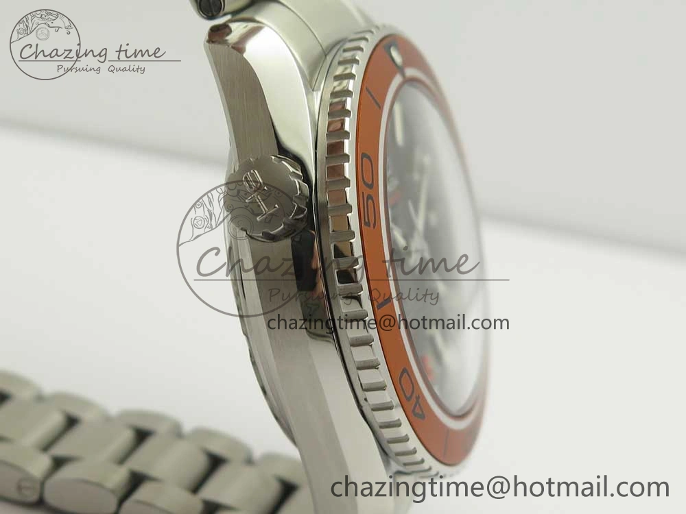 Planet Ocean Professional Orange Bezel 45.5mm 1:1 VSF Best Edition on SS Bracelet A8500 Super Clone (2 Straps)