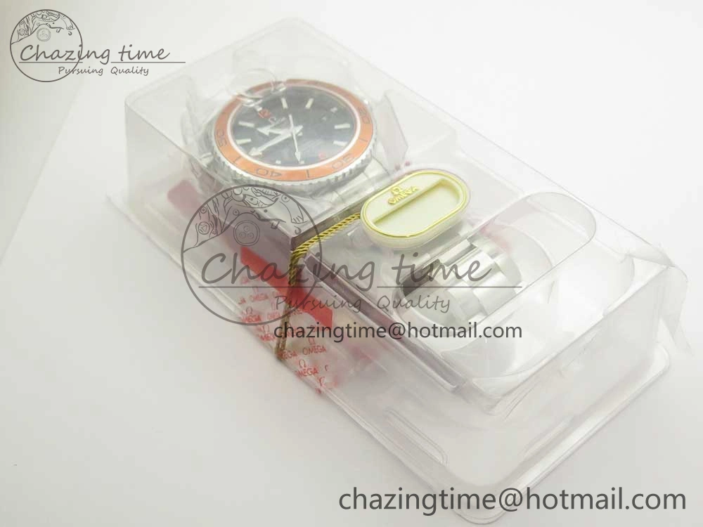 Planet Ocean Professional Orange Bezel 45.5mm 1:1 VSF Best Edition on SS Bracelet A8500 Super Clone (2 Straps)