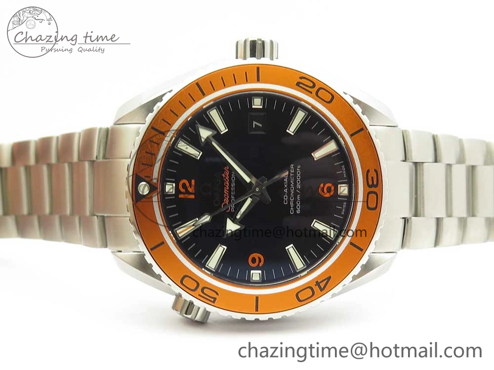 Planet Ocean Professional Orange Bezel 45.5mm 1:1 VSF Best Edition on SS Bracelet A8500 Super Clone (2 Straps)