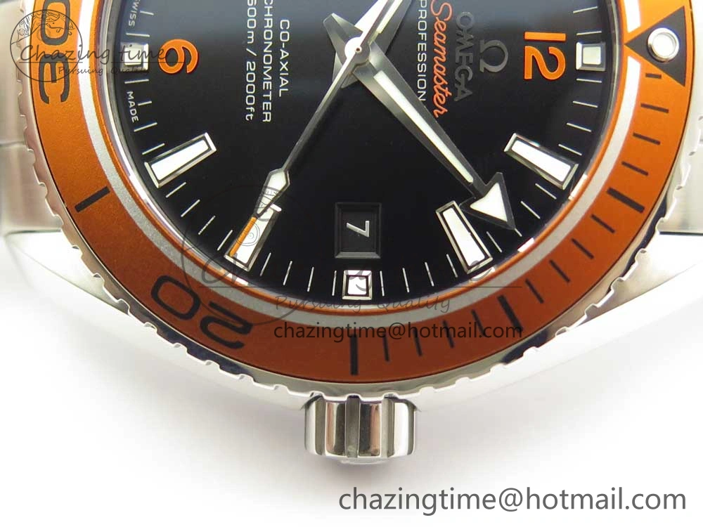 Planet Ocean Professional Orange Bezel 45.5mm 1:1 VSF Best Edition on SS Bracelet A8500 Super Clone (2 Straps)