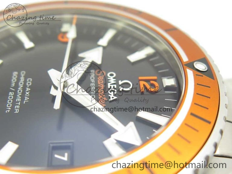 Planet Ocean Professional Orange Bezel 45.5mm 1:1 VSF Best Edition on SS Bracelet A8500 Super Clone (2 Straps)