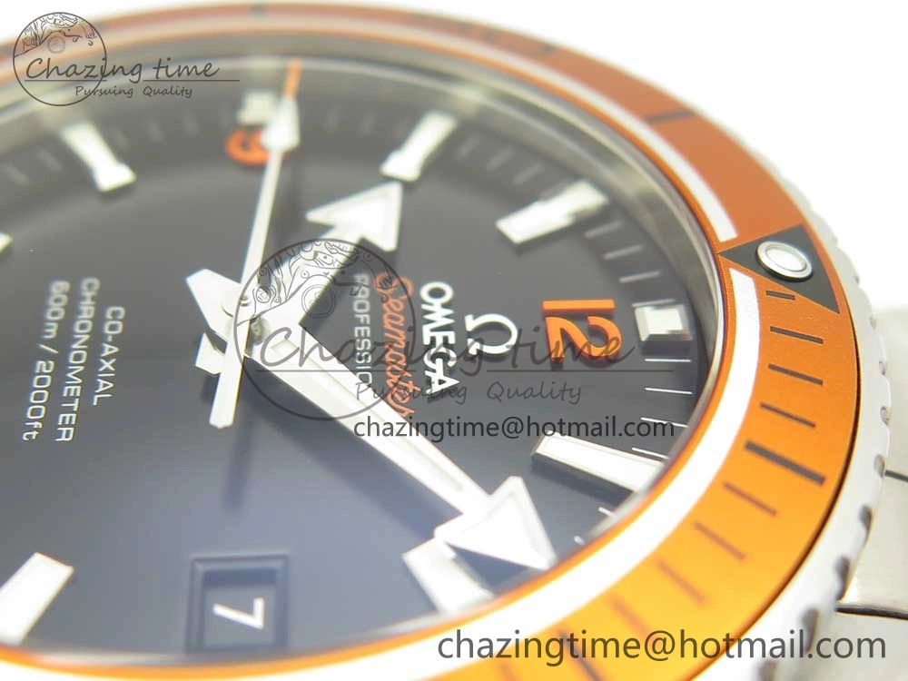Planet Ocean Professional Orange Bezel 45.5mm 1:1 VSF Best Edition on SS Bracelet A8500 Super Clone (2 Straps)
