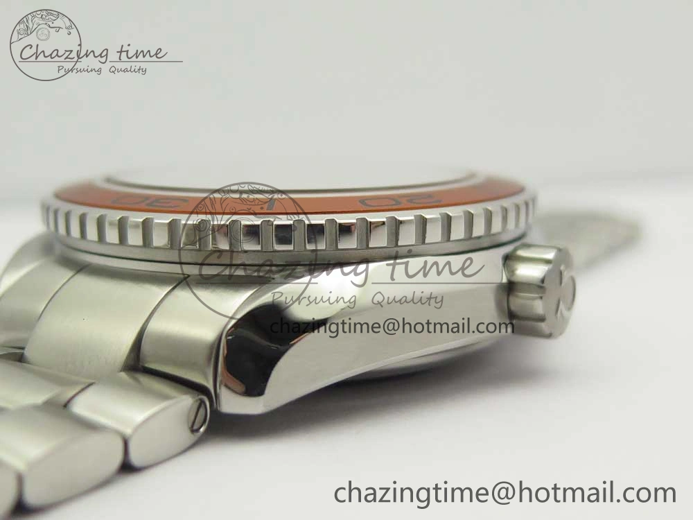 Planet Ocean Professional Orange Bezel 45.5mm 1:1 VSF Best Edition on SS Bracelet A8500 Super Clone (2 Straps)