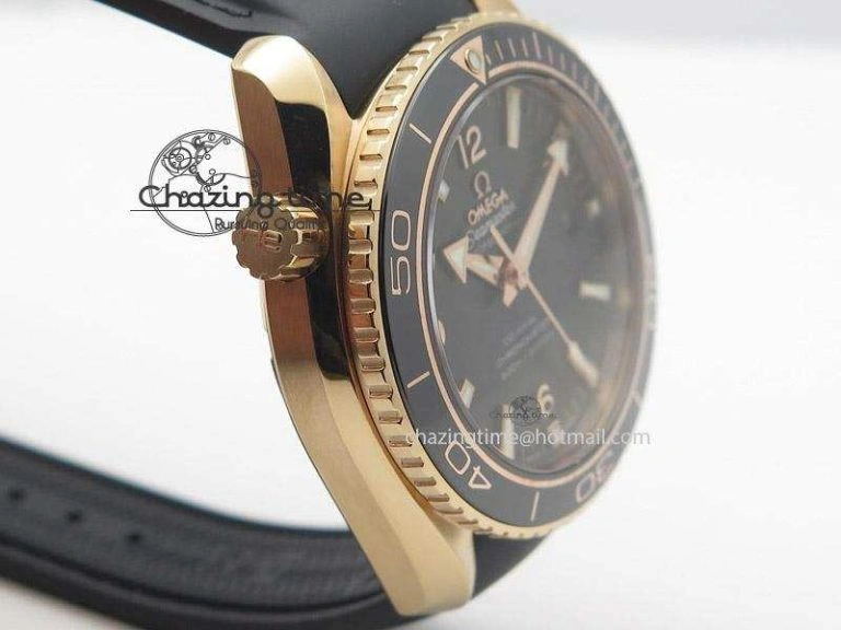 Planet Ocean Professional Rose Gold Liquid Metal V6F 42mm On Black Rubber Strap A8501