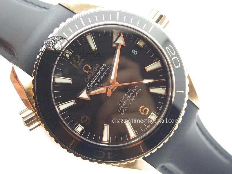 Planet Ocean Professional Rose Gold Liquid Metal V6F 42mm On Black Rubber Strap A8501