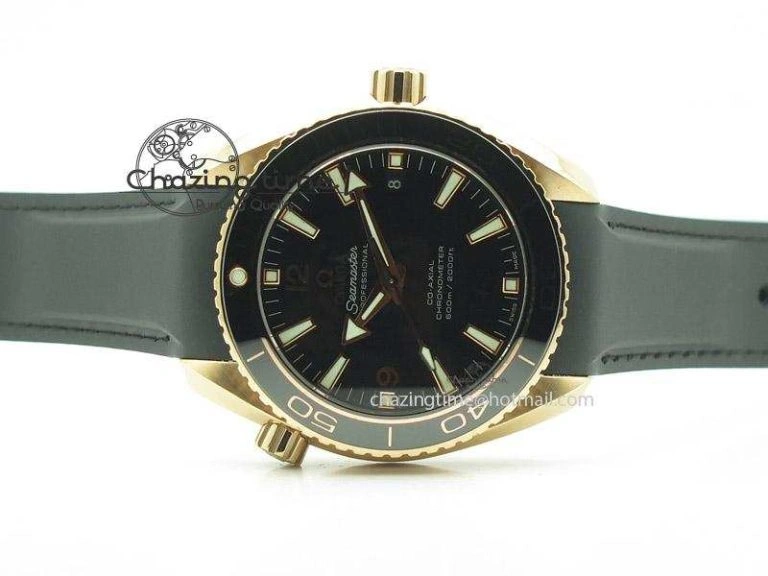 Planet Ocean Professional Rose Gold Liquid Metal V6F 42mm On Black Rubber Strap A8501