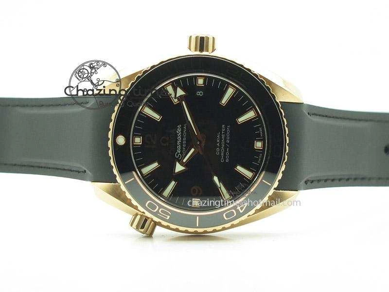 Planet Ocean Professional Rose Gold Liquid Metal V6F 42mm On Black Rubber Strap A8501