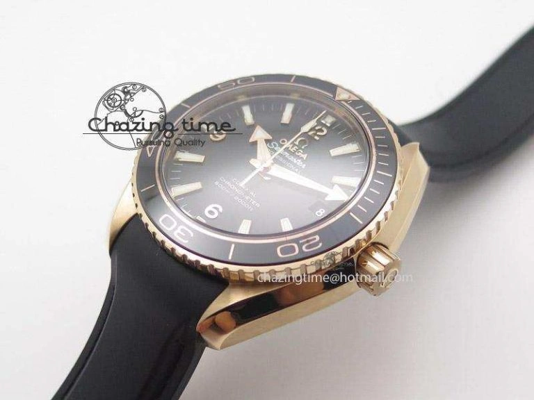 Planet Ocean Professional Rose Gold Liquid Metal V6F 42mm On Black Rubber Strap A8501