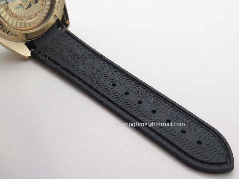 Planet Ocean Professional Rose Gold Liquid Metal V6F 42mm On Black Rubber Strap A8501