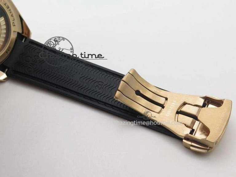 Planet Ocean Professional Rose Gold Liquid Metal V6F 42mm On Black Rubber Strap A8501