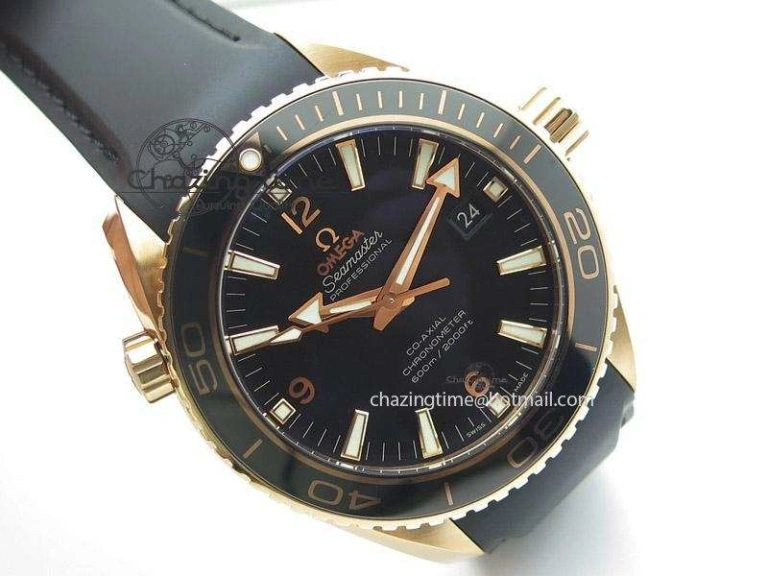 Planet Ocean Professional Rose Gold Liquid Metal V6F 45mm on Black Rubber Strap A8501