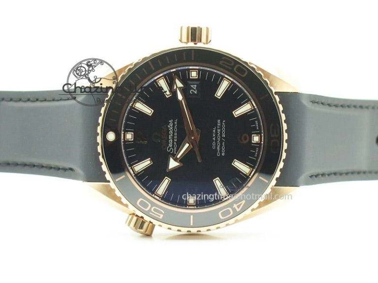 Planet Ocean Professional Rose Gold Liquid Metal V6F 45mm on Black Rubber Strap A8501
