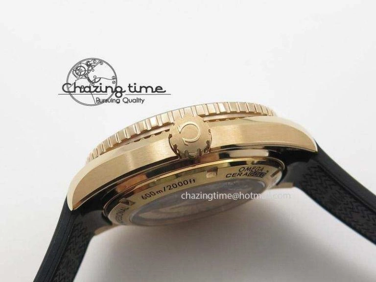 Planet Ocean Professional Rose Gold Liquid Metal V6F 45mm on Black Rubber Strap A8501