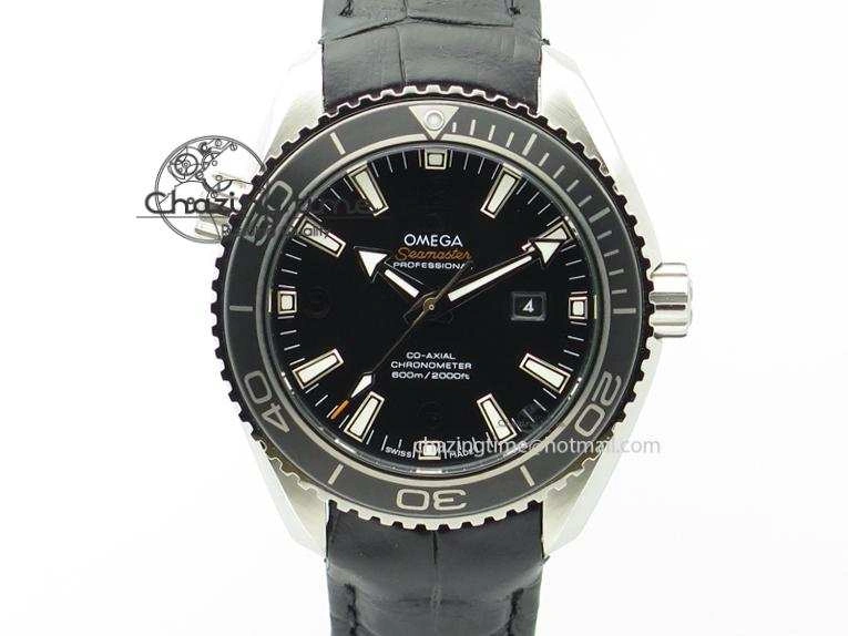 Planet Ocean Professional SS V6F 37mm Ladies Ceramic Bezel On Black Leather Strap A8520
