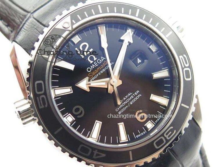 Planet Ocean Professional SS V6F 37mm Ladies Ceramic Bezel On Black Leather Strap A8520