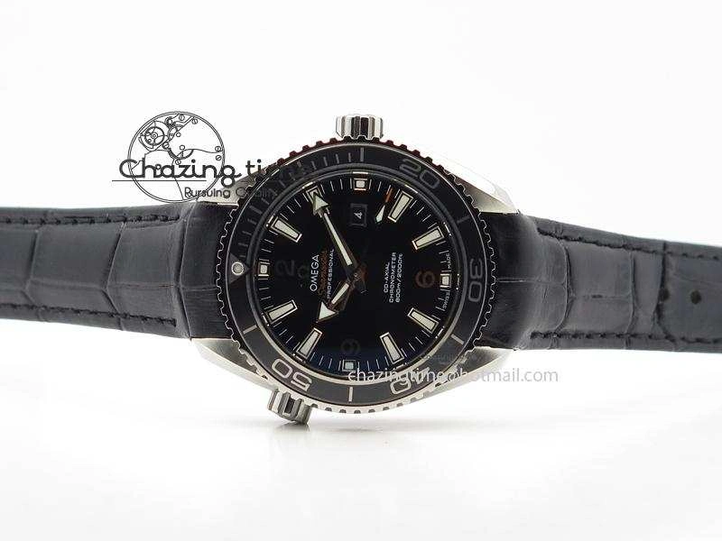 Planet Ocean Professional SS V6F 37mm Ladies Ceramic Bezel On Black Leather Strap A8520