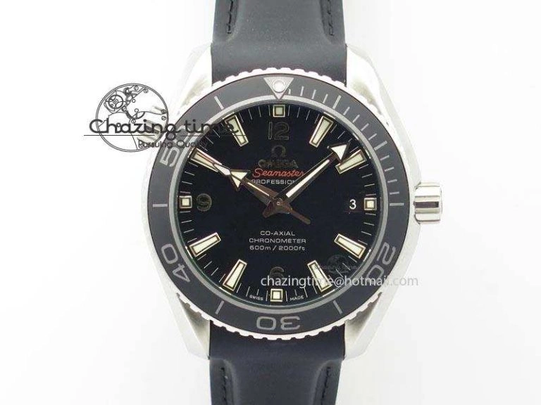 Planet Ocean SS Bp Maker 45mm Black Bezel On Black Rubber Strap A8500