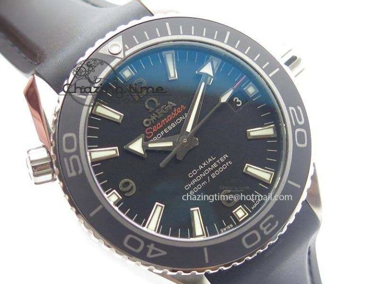 Planet Ocean SS Bp Maker 45mm Black Bezel On Black Rubber Strap A8500