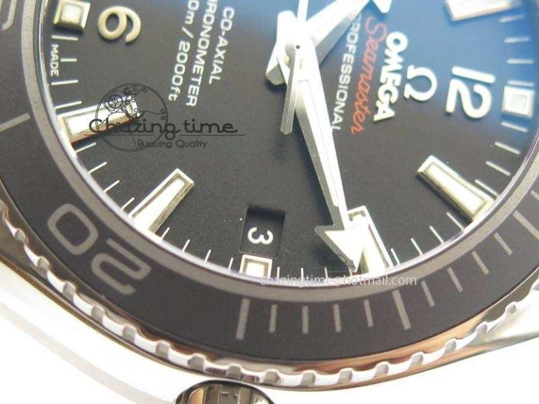 Planet Ocean SS Bp Maker 45mm Black Bezel On Black Rubber Strap A8500