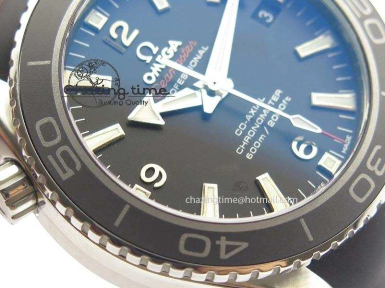 Planet Ocean SS Bp Maker 45mm Black Bezel On Black Rubber Strap A8500