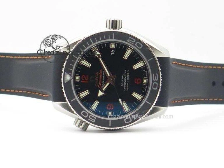 Planet Ocean SS Bp Maker 45mm Black Bezel Orange Numbers On Black Rubber Strap A8500