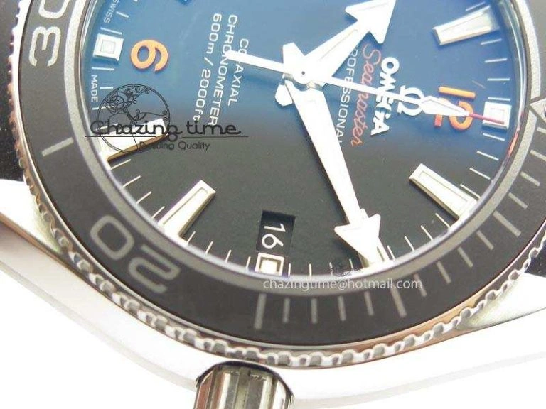 Planet Ocean SS Bp Maker 45mm Black Bezel Orange Numbers On Black Rubber Strap A8500