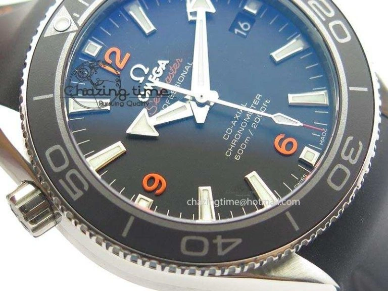 Planet Ocean SS Bp Maker 45mm Black Bezel Orange Numbers On Black Rubber Strap A8500