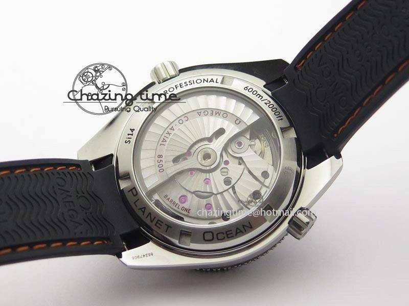 Planet Ocean SS Bp Maker 45mm Black Bezel Orange Numbers On Black Rubber Strap A8500