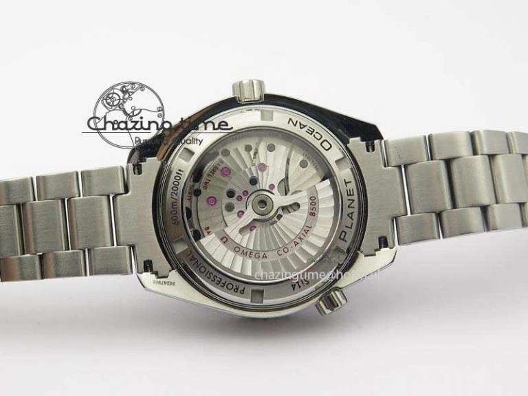 Planet Ocean SS Bp Maker 45mm Black Bezel Orange Numbers On SS Bracelet A8500