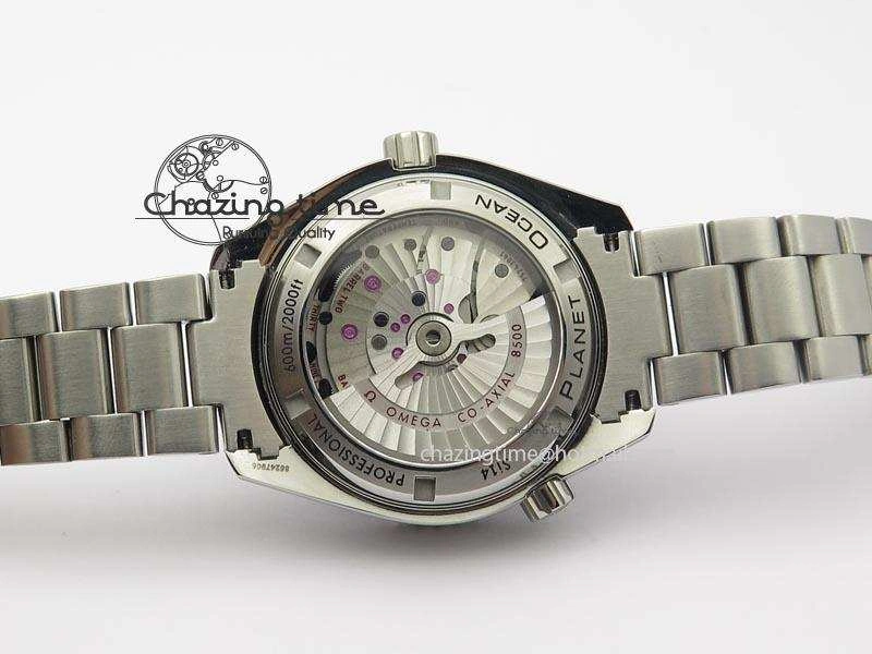 Planet Ocean SS Bp Maker 45mm Black Bezel Orange Numbers On SS Bracelet A8500