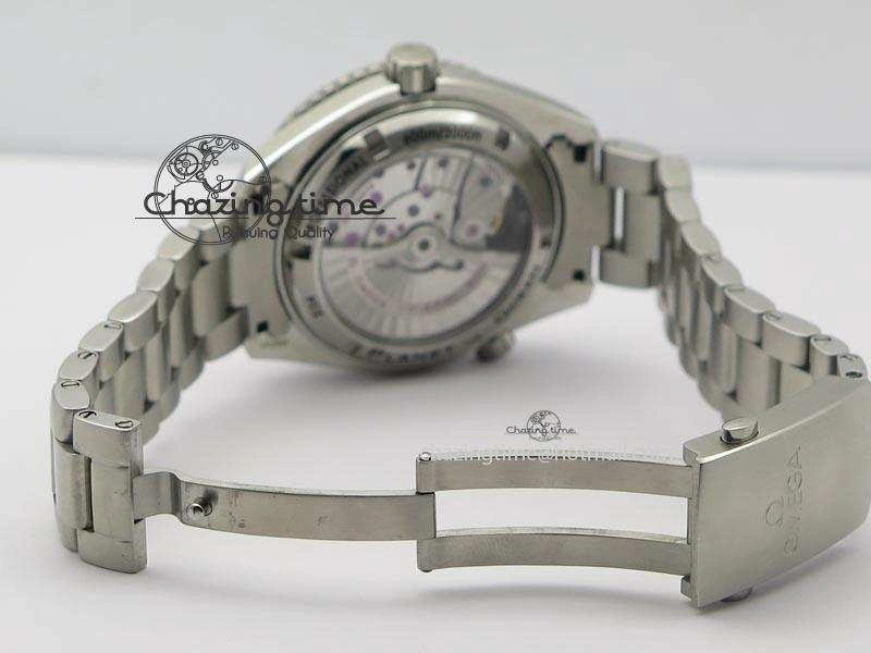 Planet Ocean SS Bp Maker 45mm Black Bezel Orange Numbers On SS Bracelet A8500