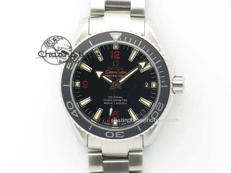 Planet Ocean SS Bp Maker 45mm Black Bezel Orange Numbers On SS Bracelet A8500