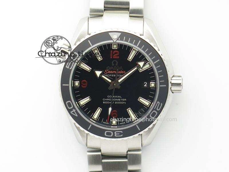 Planet Ocean SS Bp Maker 45mm Black Bezel Orange Numbers On SS Bracelet A8500