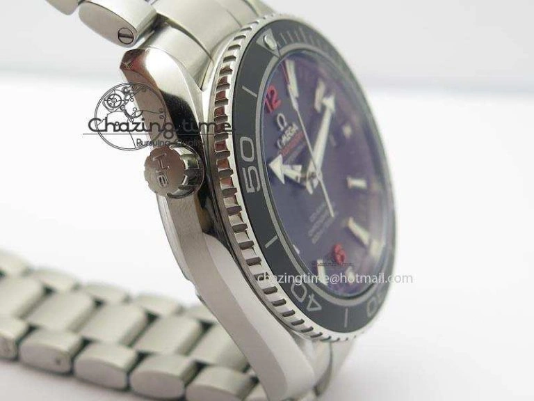 Planet Ocean SS Bp Maker 45mm Black Bezel Orange Numbers On SS Bracelet A8500